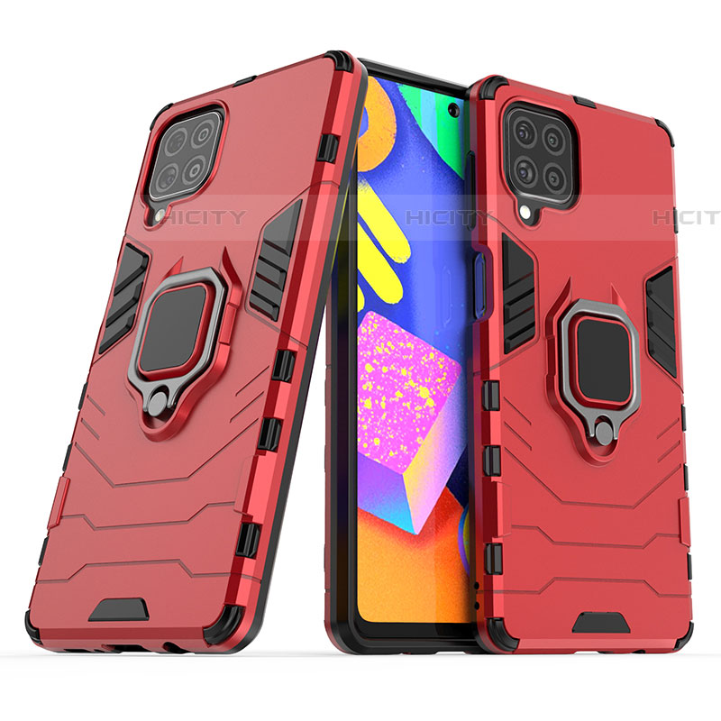 Funda Bumper Silicona y Plastico Mate Carcasa con Magnetico Anillo de dedo Soporte S02 para Samsung Galaxy F62 5G