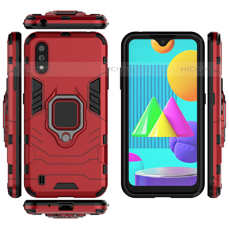 Funda Bumper Silicona y Plastico Mate Carcasa con Magnetico Anillo de dedo Soporte S02 para Samsung Galaxy M01