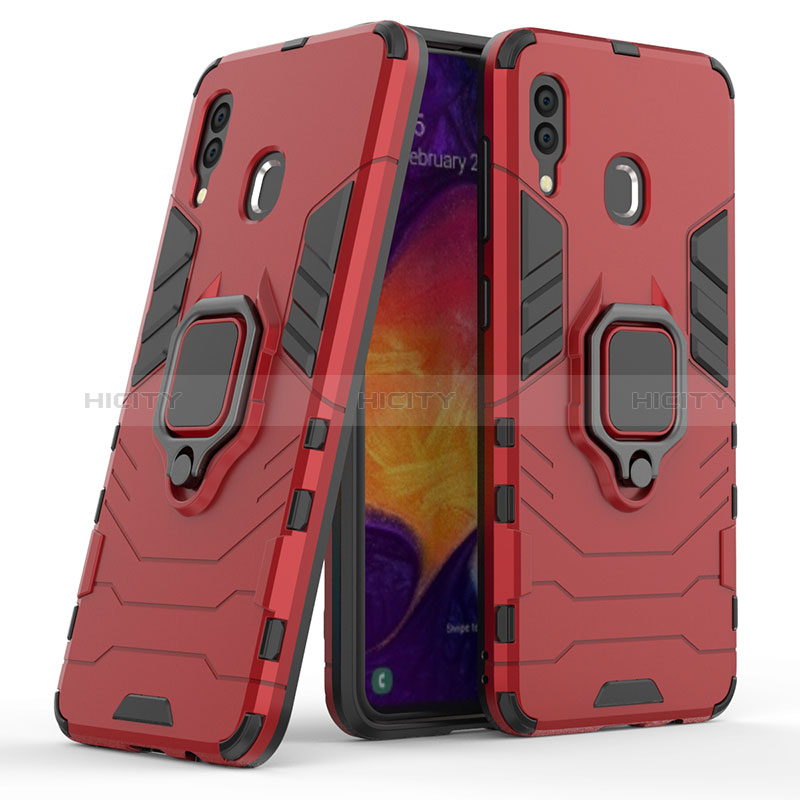 Funda Bumper Silicona y Plastico Mate Carcasa con Magnetico Anillo de dedo Soporte S02 para Samsung Galaxy M10S