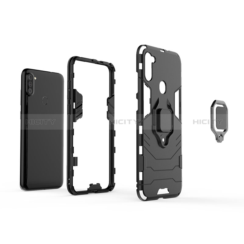 Funda Bumper Silicona y Plastico Mate Carcasa con Magnetico Anillo de dedo Soporte S02 para Samsung Galaxy M11