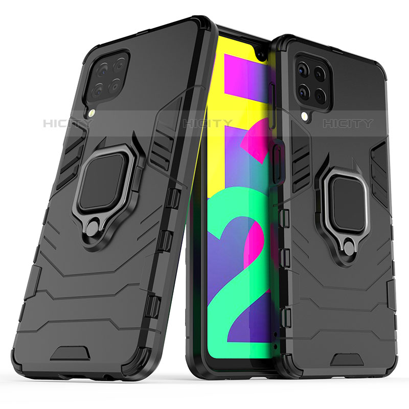 Funda Bumper Silicona y Plastico Mate Carcasa con Magnetico Anillo de dedo Soporte S02 para Samsung Galaxy M22 4G