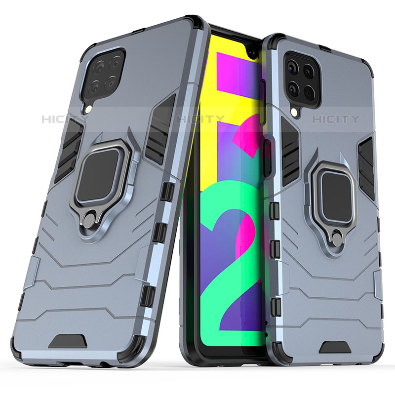 Funda Bumper Silicona y Plastico Mate Carcasa con Magnetico Anillo de dedo Soporte S02 para Samsung Galaxy M22 4G