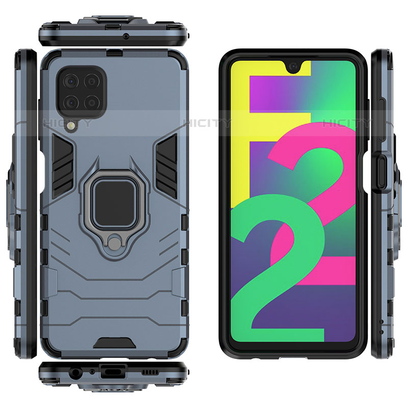 Funda Bumper Silicona y Plastico Mate Carcasa con Magnetico Anillo de dedo Soporte S02 para Samsung Galaxy M22 4G