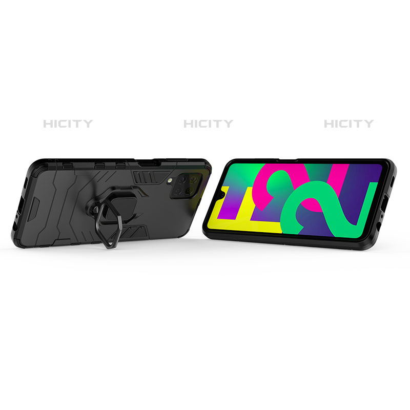 Funda Bumper Silicona y Plastico Mate Carcasa con Magnetico Anillo de dedo Soporte S02 para Samsung Galaxy M22 4G