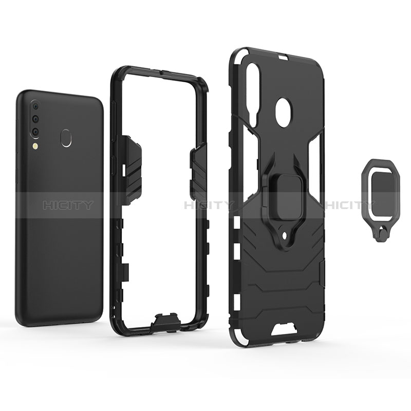 Funda Bumper Silicona y Plastico Mate Carcasa con Magnetico Anillo de dedo Soporte S02 para Samsung Galaxy M30