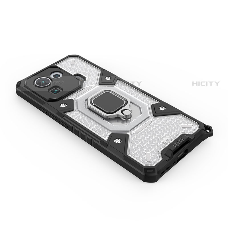 Funda Bumper Silicona y Plastico Mate Carcasa con Magnetico Anillo de dedo Soporte S02 para Xiaomi Mi 11 Pro 5G