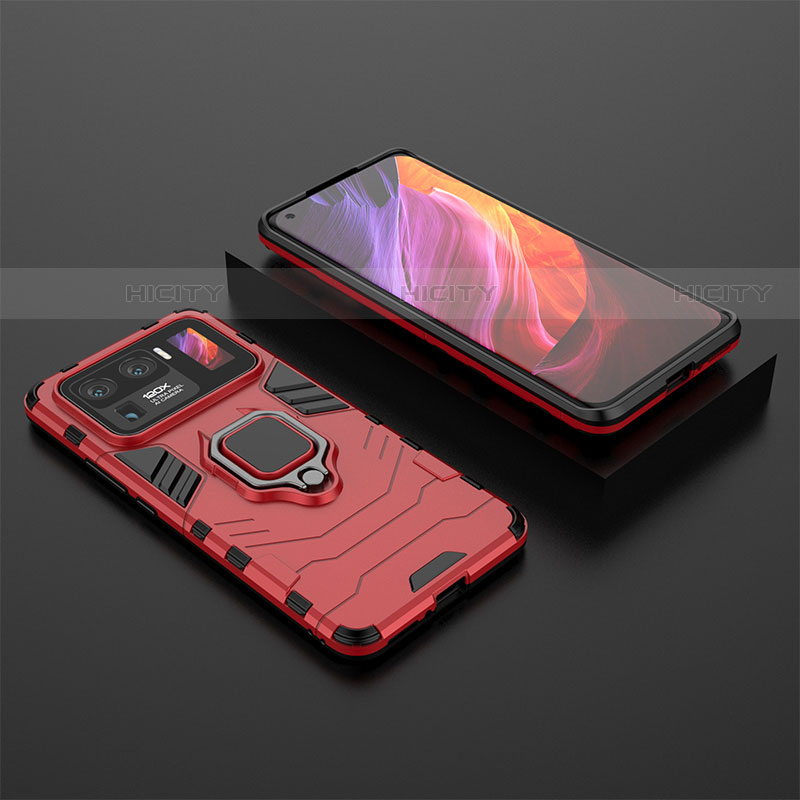 Funda Bumper Silicona y Plastico Mate Carcasa con Magnetico Anillo de dedo Soporte S02 para Xiaomi Mi 11 Ultra 5G