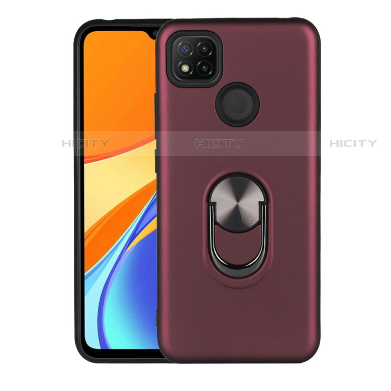 Funda Bumper Silicona y Plastico Mate Carcasa con Magnetico Anillo de dedo Soporte S02 para Xiaomi Redmi 9C