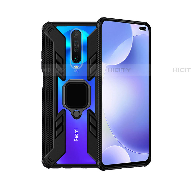 Funda Bumper Silicona y Plastico Mate Carcasa con Magnetico Anillo de dedo Soporte S02 para Xiaomi Redmi K30i 5G