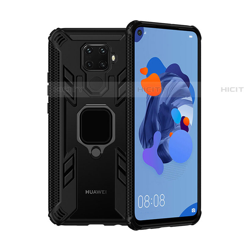 Funda Bumper Silicona y Plastico Mate Carcasa con Magnetico Anillo de dedo Soporte S03 para Huawei Nova 5z