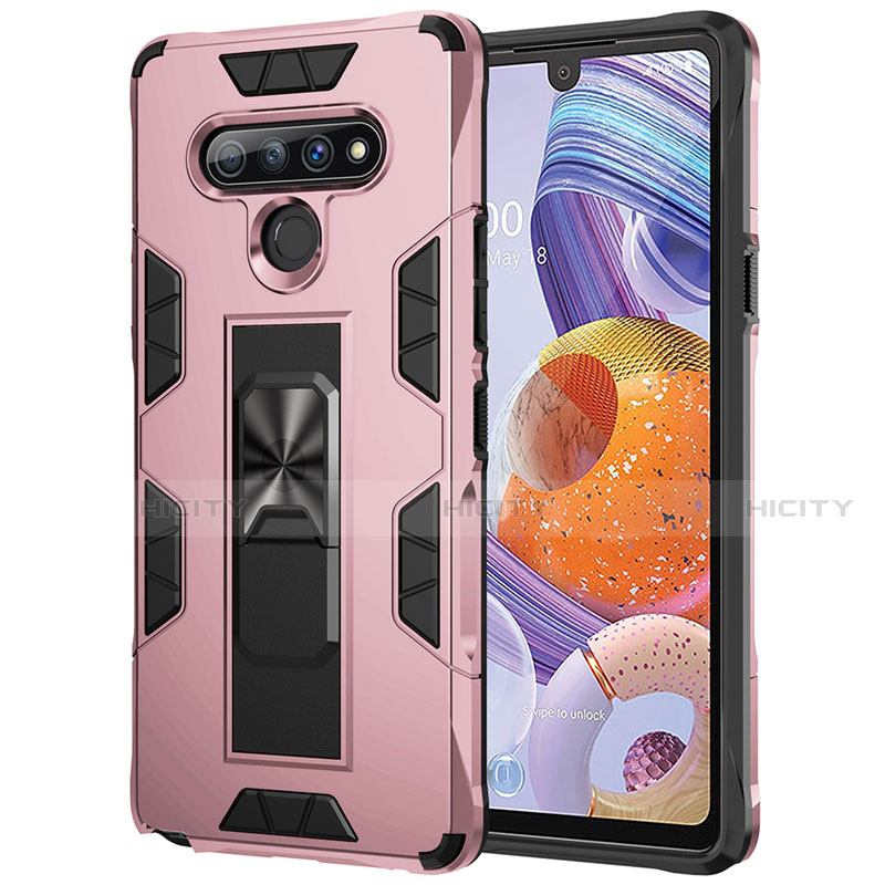 Funda Bumper Silicona y Plastico Mate Carcasa con Magnetico Anillo de dedo Soporte S03 para LG Stylo 6