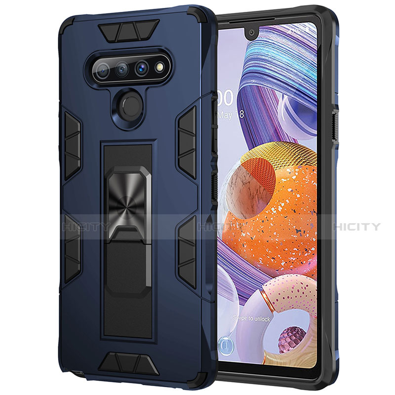 Funda Bumper Silicona y Plastico Mate Carcasa con Magnetico Anillo de dedo Soporte S03 para LG Stylo 6