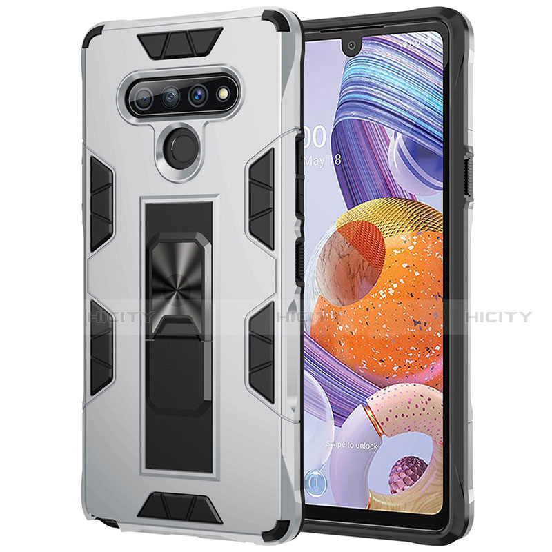 Funda Bumper Silicona y Plastico Mate Carcasa con Magnetico Anillo de dedo Soporte S03 para LG Stylo 6