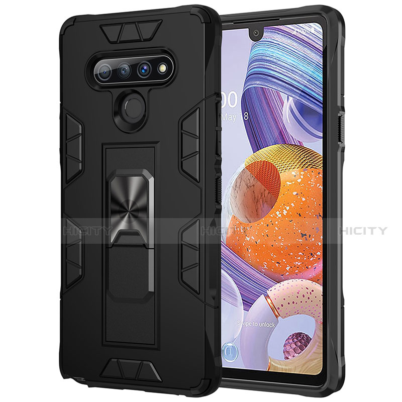 Funda Bumper Silicona y Plastico Mate Carcasa con Magnetico Anillo de dedo Soporte S03 para LG Stylo 6