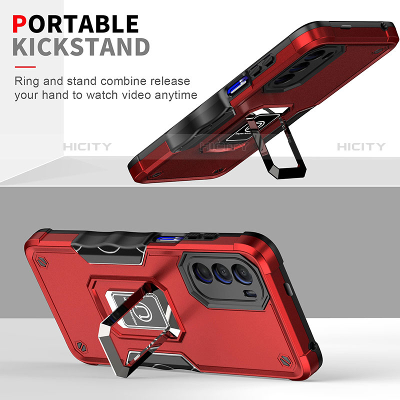 Funda Bumper Silicona y Plastico Mate Carcasa con Magnetico Anillo de dedo Soporte S03 para Motorola Moto Edge (2022) 5G