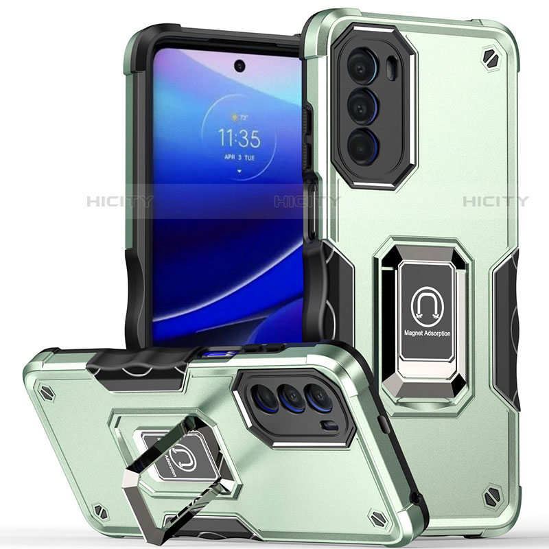 Funda Bumper Silicona y Plastico Mate Carcasa con Magnetico Anillo de dedo Soporte S03 para Motorola Moto Edge (2022) 5G