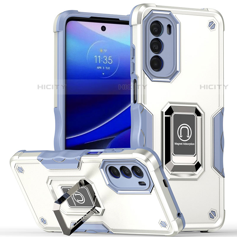 Funda Bumper Silicona y Plastico Mate Carcasa con Magnetico Anillo de dedo Soporte S03 para Motorola Moto Edge (2022) 5G