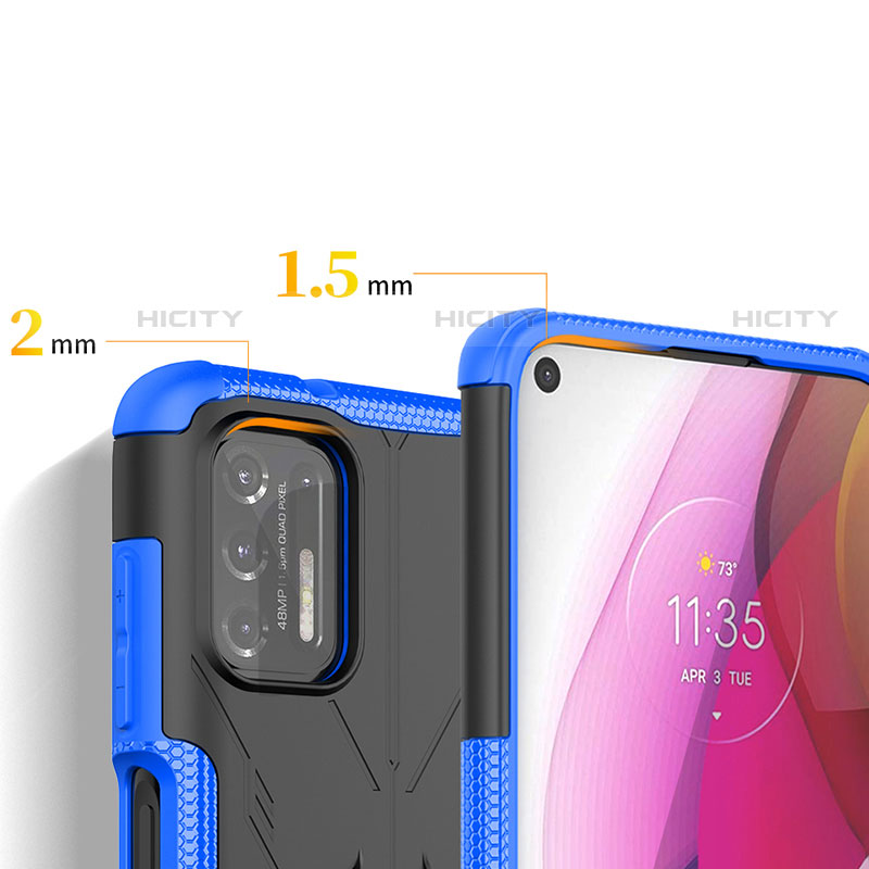 Funda Bumper Silicona y Plastico Mate Carcasa con Magnetico Anillo de dedo Soporte S03 para Motorola Moto G Stylus (2021)