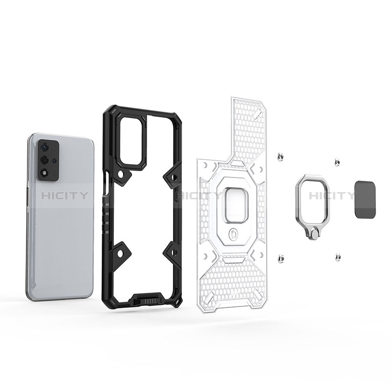 Funda Bumper Silicona y Plastico Mate Carcasa con Magnetico Anillo de dedo Soporte S03 para Oppo A93s 5G