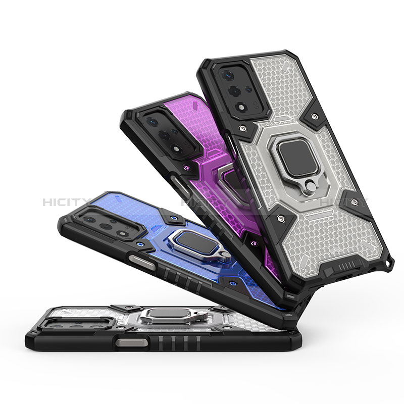 Funda Bumper Silicona y Plastico Mate Carcasa con Magnetico Anillo de dedo Soporte S03 para Oppo A93s 5G