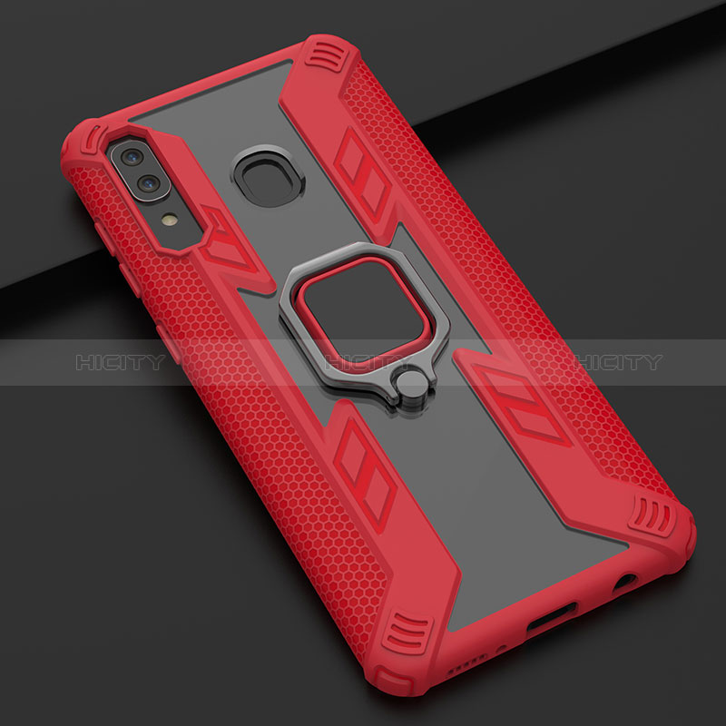 Funda Bumper Silicona y Plastico Mate Carcasa con Magnetico Anillo de dedo Soporte S03 para Samsung Galaxy A20