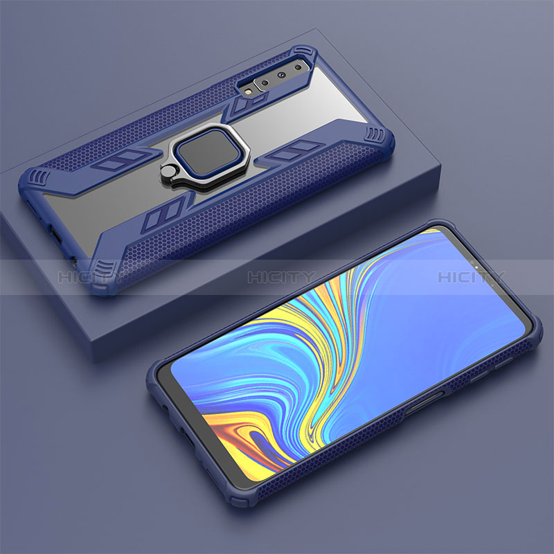 Funda Bumper Silicona y Plastico Mate Carcasa con Magnetico Anillo de dedo Soporte S03 para Samsung Galaxy A7 (2018) A750