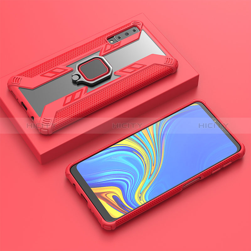 Funda Bumper Silicona y Plastico Mate Carcasa con Magnetico Anillo de dedo Soporte S03 para Samsung Galaxy A7 (2018) A750