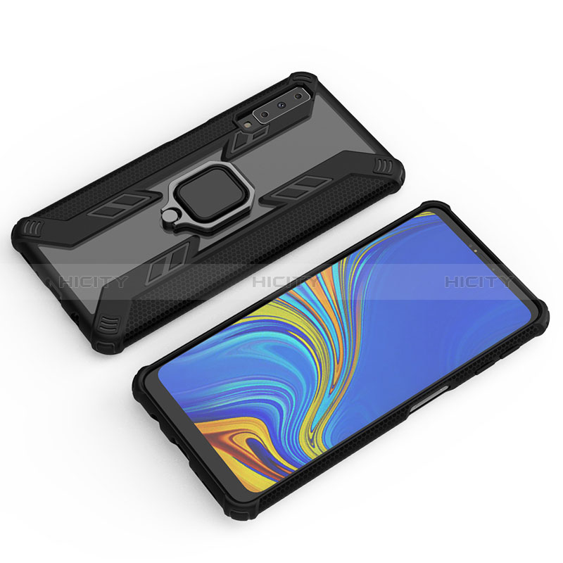 Funda Bumper Silicona y Plastico Mate Carcasa con Magnetico Anillo de dedo Soporte S03 para Samsung Galaxy A7 (2018) A750