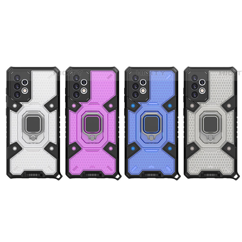 Funda Bumper Silicona y Plastico Mate Carcasa con Magnetico Anillo de dedo Soporte S03 para Samsung Galaxy A72 5G