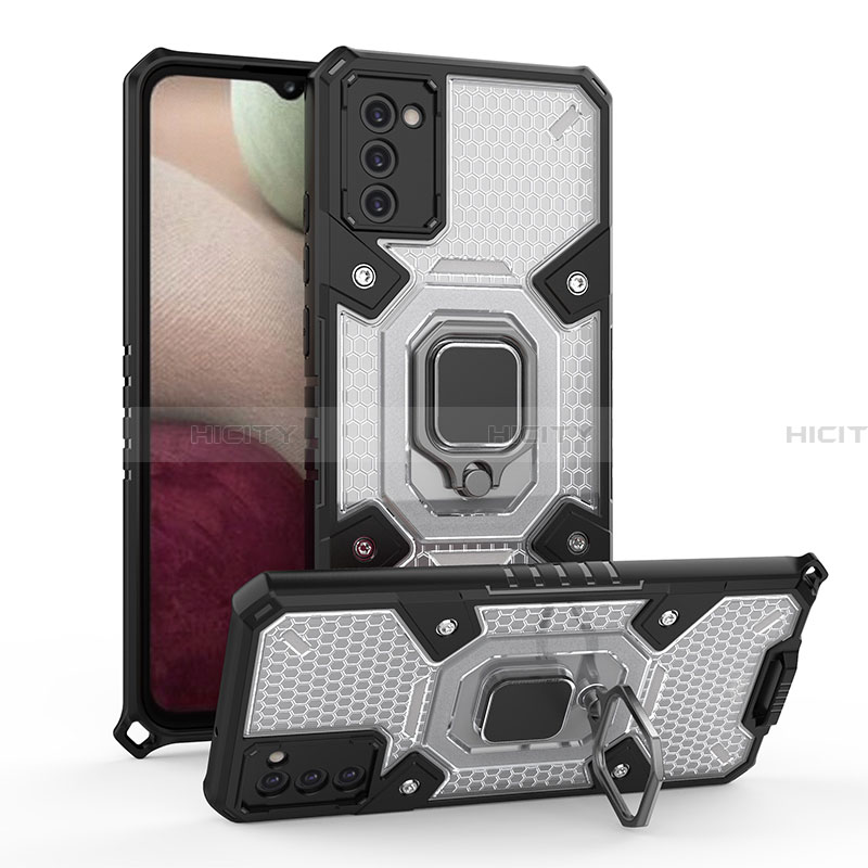 Funda Bumper Silicona y Plastico Mate Carcasa con Magnetico Anillo de dedo Soporte S03 para Samsung Galaxy F02S SM-E025F