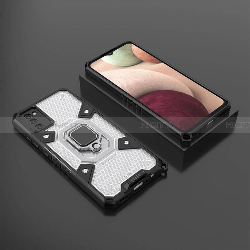 Funda Bumper Silicona y Plastico Mate Carcasa con Magnetico Anillo de dedo Soporte S03 para Samsung Galaxy F02S SM-E025F