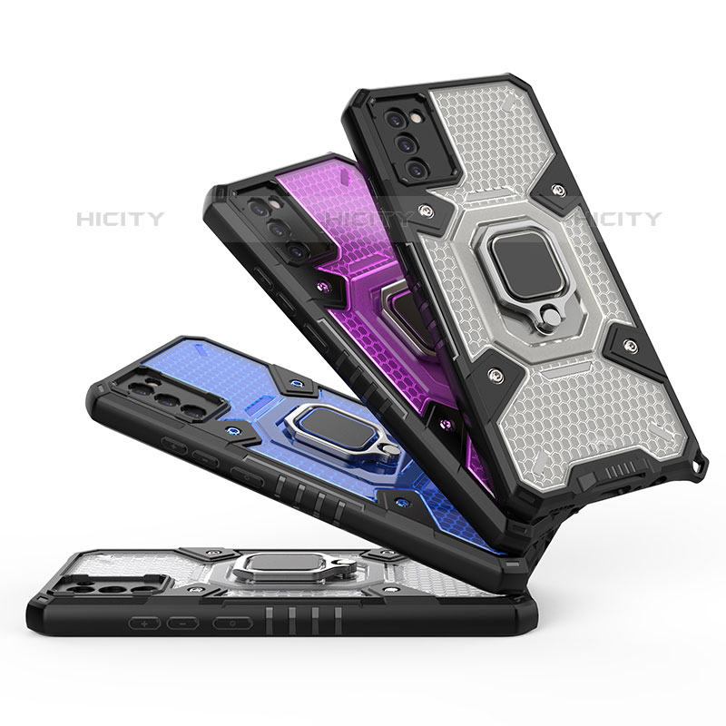 Funda Bumper Silicona y Plastico Mate Carcasa con Magnetico Anillo de dedo Soporte S03 para Samsung Galaxy M02s