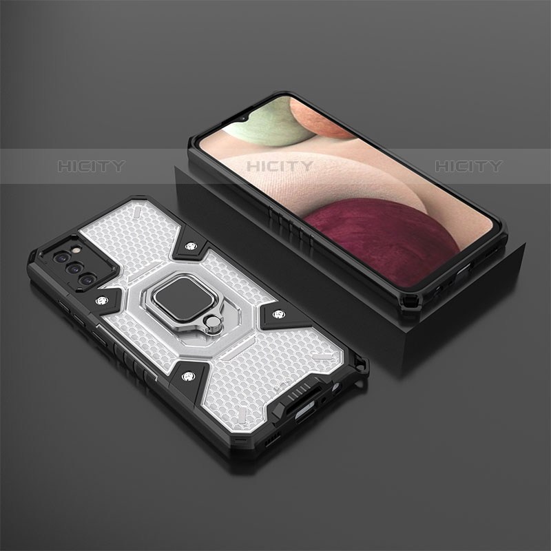 Funda Bumper Silicona y Plastico Mate Carcasa con Magnetico Anillo de dedo Soporte S03 para Samsung Galaxy M02s