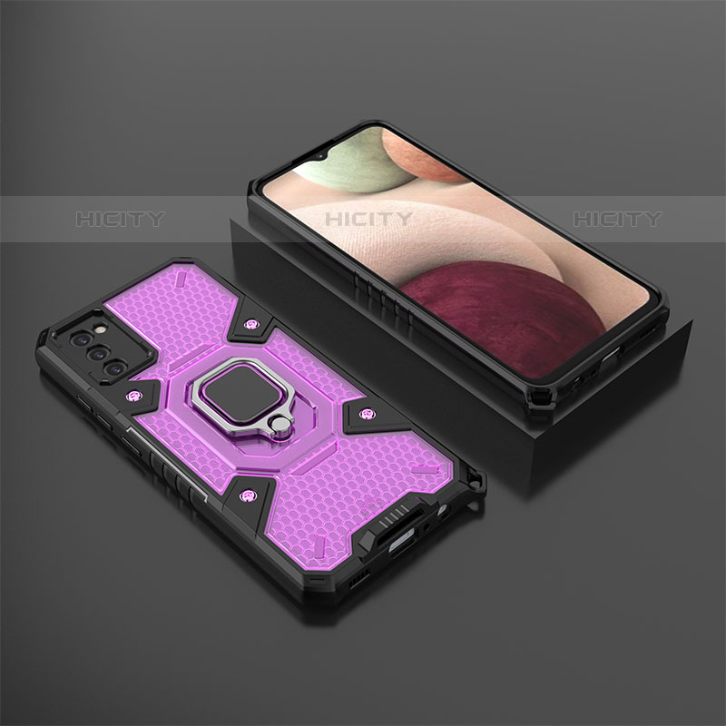 Funda Bumper Silicona y Plastico Mate Carcasa con Magnetico Anillo de dedo Soporte S03 para Samsung Galaxy M02s