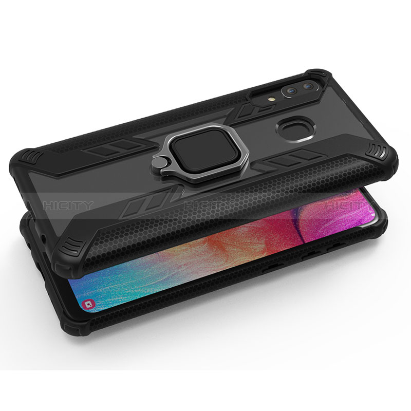 Funda Bumper Silicona y Plastico Mate Carcasa con Magnetico Anillo de dedo Soporte S03 para Samsung Galaxy M10S