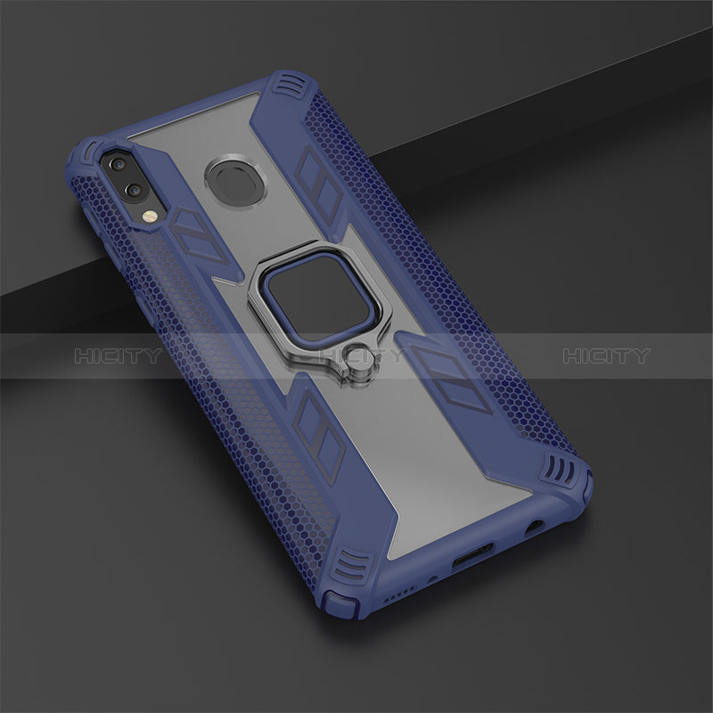 Funda Bumper Silicona y Plastico Mate Carcasa con Magnetico Anillo de dedo Soporte S03 para Samsung Galaxy M20