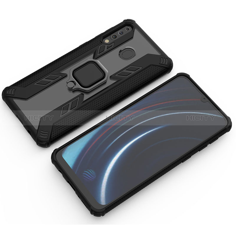 Funda Bumper Silicona y Plastico Mate Carcasa con Magnetico Anillo de dedo Soporte S03 para Samsung Galaxy M30