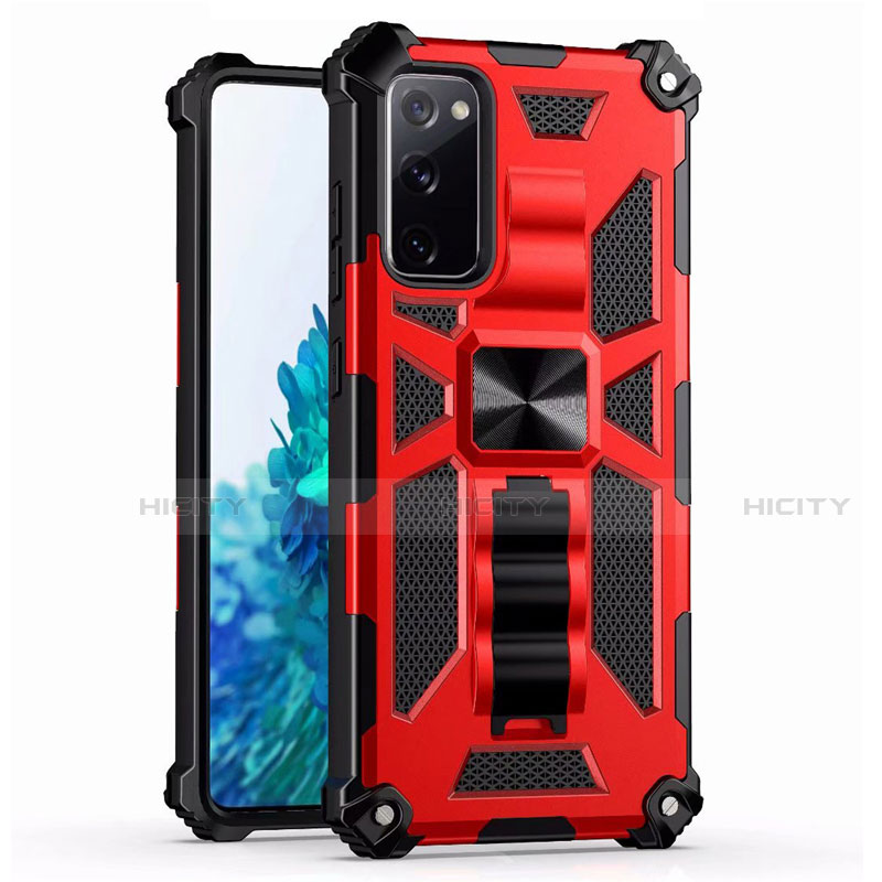 Funda Bumper Silicona y Plastico Mate Carcasa con Magnetico Anillo de dedo Soporte S03 para Samsung Galaxy S20 FE ((2022)) 5G Rojo