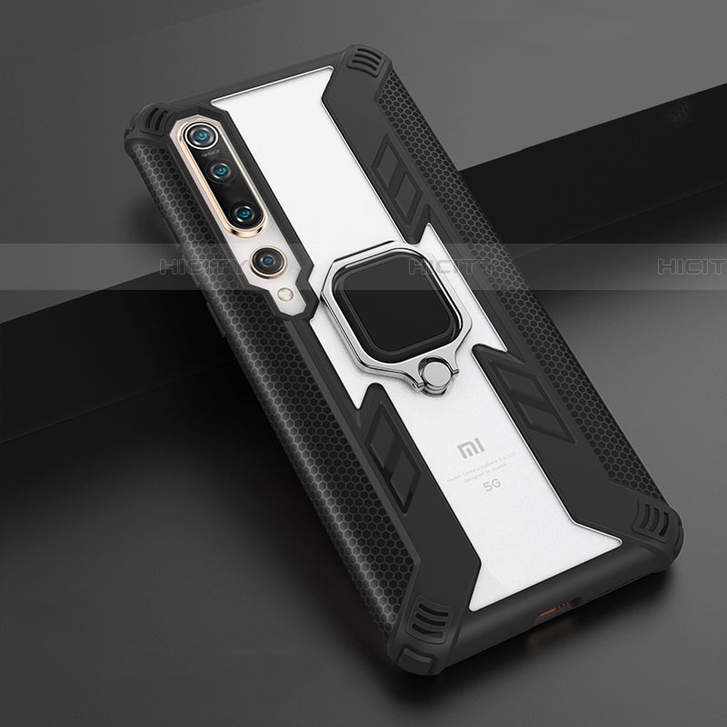 Funda Bumper Silicona y Plastico Mate Carcasa con Magnetico Anillo de dedo Soporte S03 para Xiaomi Mi 10