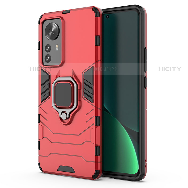 Funda Bumper Silicona y Plastico Mate Carcasa con Magnetico Anillo de dedo Soporte S03 para Xiaomi Mi 12 Lite 5G