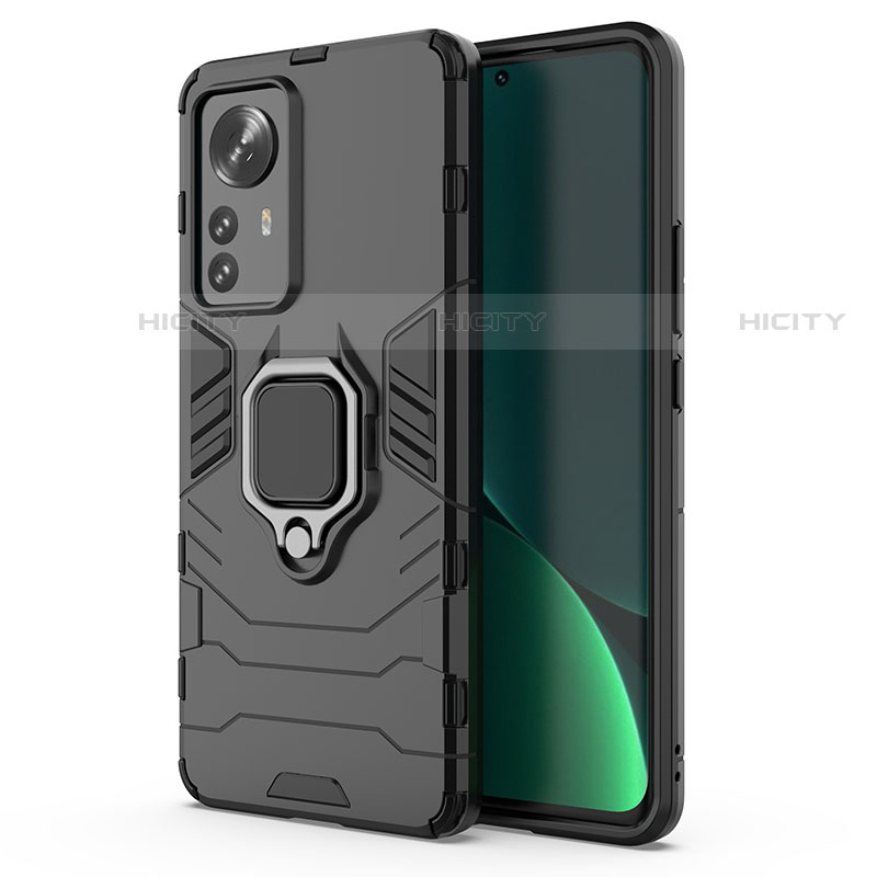 Funda Bumper Silicona y Plastico Mate Carcasa con Magnetico Anillo de dedo Soporte S03 para Xiaomi Mi 12 Pro 5G