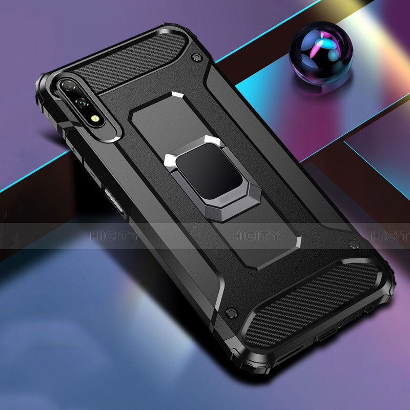 Funda Bumper Silicona y Plastico Mate Carcasa con Magnetico Anillo de dedo Soporte S04 para Huawei Honor 9X