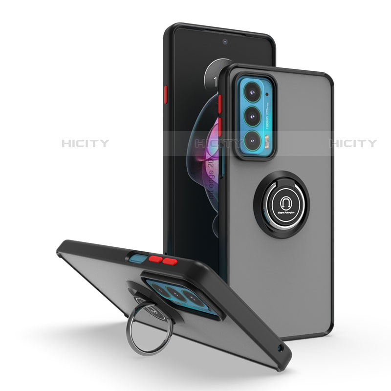 Funda Bumper Silicona y Plastico Mate Carcasa con Magnetico Anillo de dedo Soporte S04 para Motorola Moto Edge Lite 5G