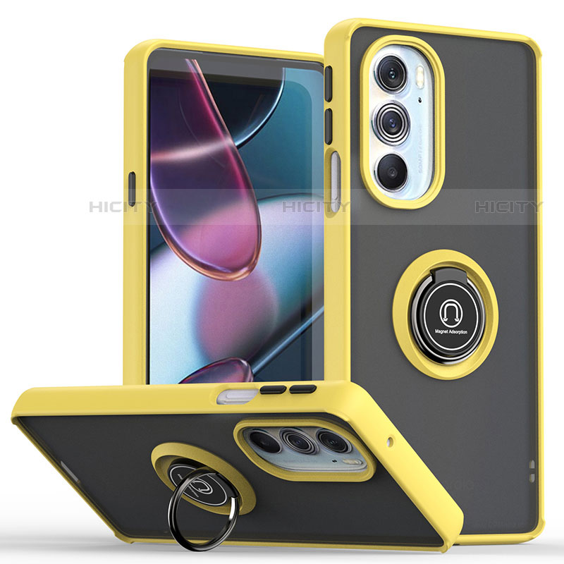 Funda Bumper Silicona y Plastico Mate Carcasa con Magnetico Anillo de dedo Soporte S04 para Motorola Moto Edge Plus (2022) 5G