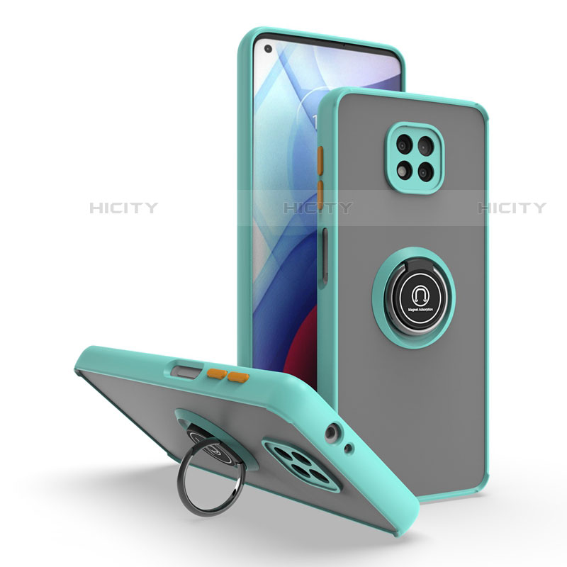 Funda Bumper Silicona y Plastico Mate Carcasa con Magnetico Anillo de dedo Soporte S04 para Motorola Moto G Power (2021)