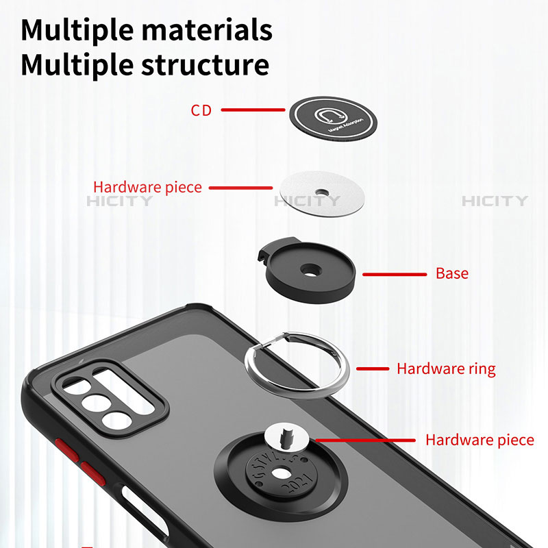 Funda Bumper Silicona y Plastico Mate Carcasa con Magnetico Anillo de dedo Soporte S04 para Motorola Moto G Stylus (2021)
