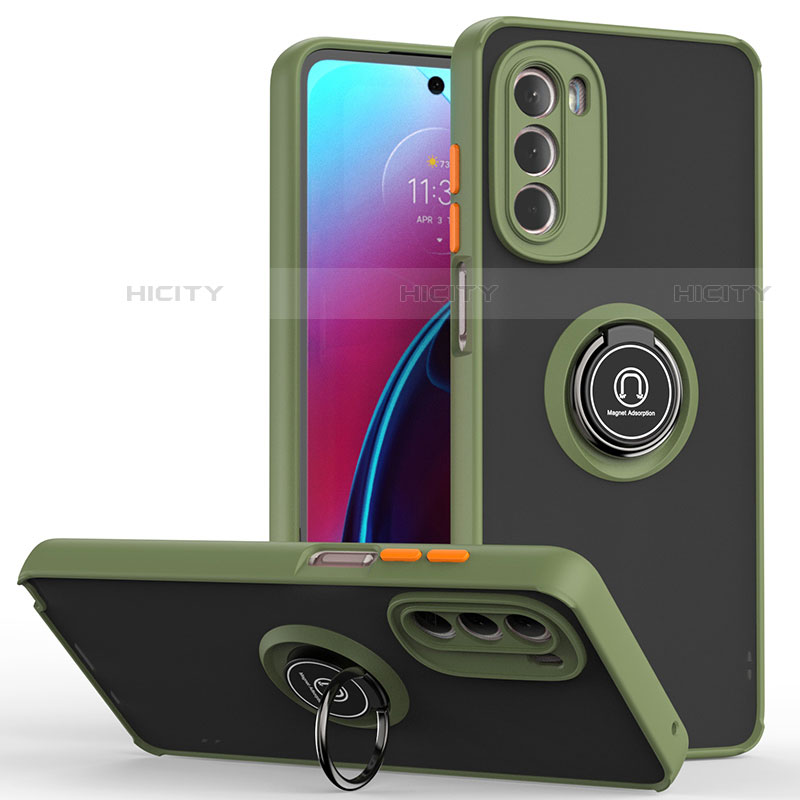 Funda Bumper Silicona y Plastico Mate Carcasa con Magnetico Anillo de dedo Soporte S04 para Motorola Moto G Stylus (2022) 4G Verde