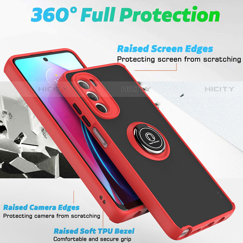 Funda Bumper Silicona y Plastico Mate Carcasa con Magnetico Anillo de dedo Soporte S04 para Motorola Moto G Stylus (2022) 5G