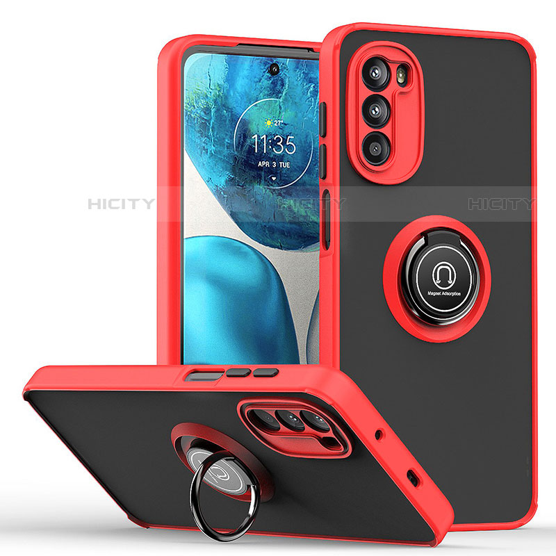 Funda Bumper Silicona y Plastico Mate Carcasa con Magnetico Anillo de dedo Soporte S04 para Motorola Moto G82 5G