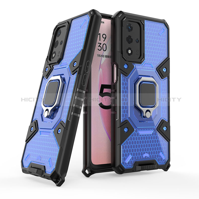 Funda Bumper Silicona y Plastico Mate Carcasa con Magnetico Anillo de dedo Soporte S04 para Oppo A93s 5G